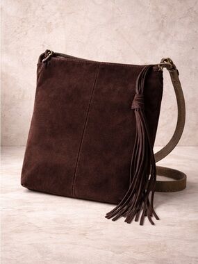 Hobo International Brown Suede Crossbody Bag Tassel Zip Boho